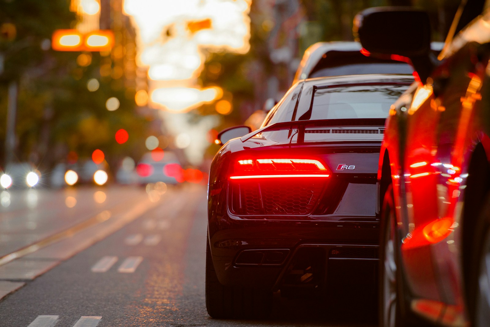 A modern car photographed on an open road